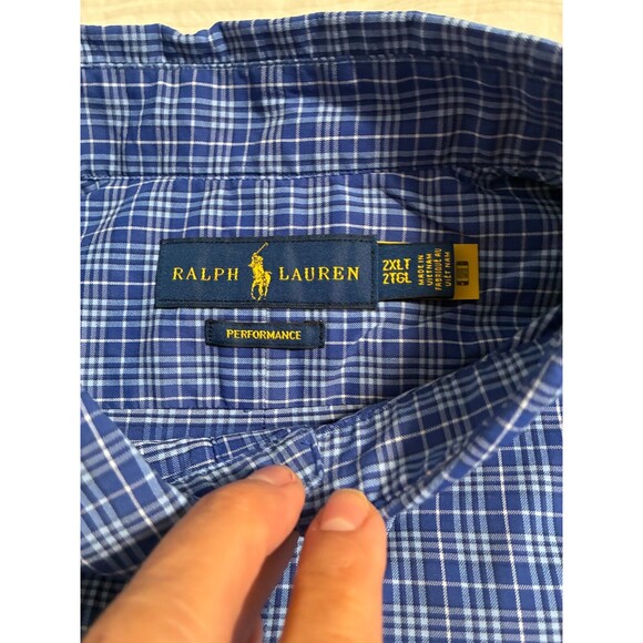 Ralph Lauren Performance Button Down Shirt 2XLT Blue Plaid Lightweight - Picture 3 of 9